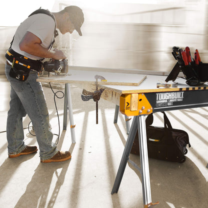 ToughBuilt - Sawhorse with 2x4 Support Arms 1100 LB Capacity - Heavy Duty Construction with Fast Open Legs and Easy Grip Handle - (TB-C500)