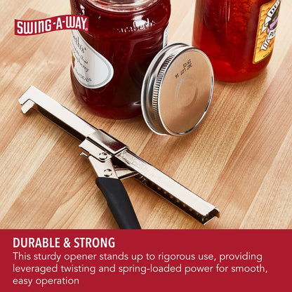 Swing-A-Way Comfort Grip Jar Opener, 7.5-Inch, Adjustable Multifunctional Stainless Steel Can Opener with Gripper, Arthritis Friendly Soft Rubber Grip Handle, Kitchen Accessories (Black)