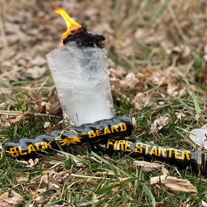 Black Beard Fire Starter Rope (1 Rope) | 100% Weatherproof Fire Starter for Campfires | Can Light 50+ Fires with Over 4.5 Hour Burn Time | Infinite Shelf Life for Emergency Survival Kits | Made in USA