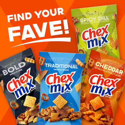 Chex Mix Cheddar Snack Mix, Savory Snack Bag, Family Size, 13.5 oz