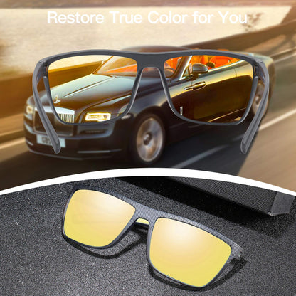 ZENOTTIC Night Vision Glasses for Men Lightweight TR90 Frame UV400 Protection Yellow Lens Night Driving Glasses
