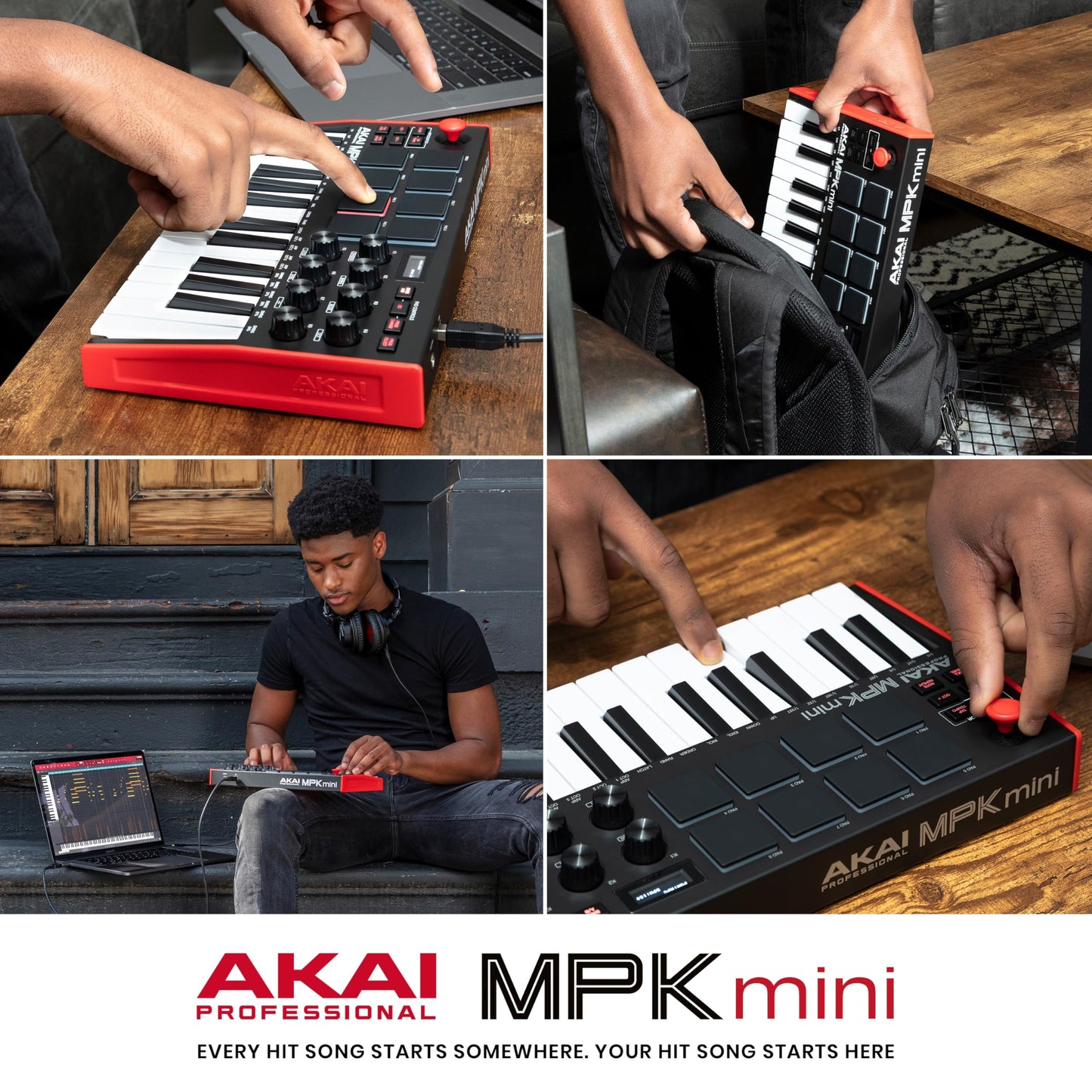 Akai Professional MPK Mini MK3 - 25 Key USB MIDI Keyboard Controller With 8 Backlit Drum Pads, 8 Knobs, Music Production Software and Native Instruments Sound Package (NKS Integration)