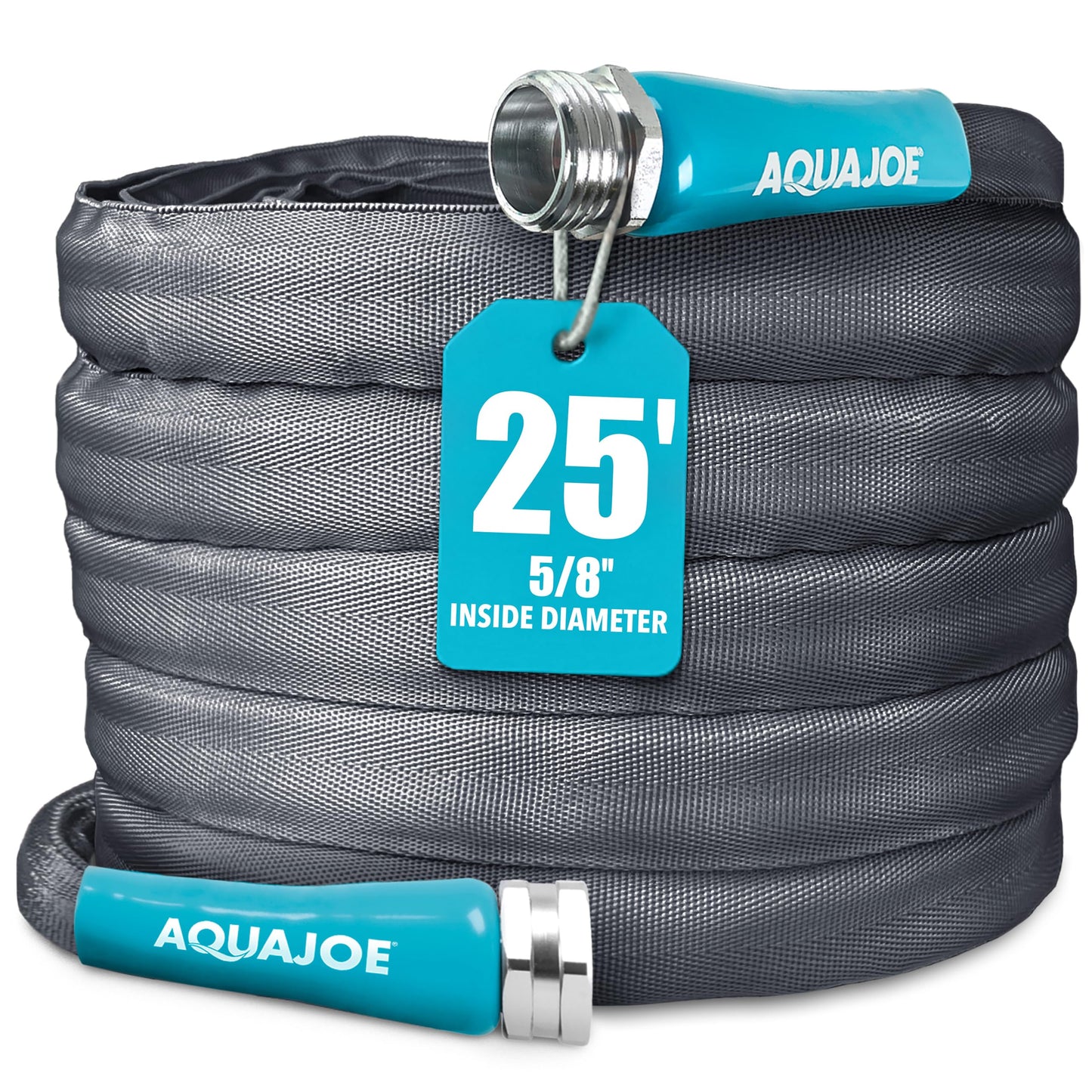 Aqua Joe AJFJH25-58-PRO FiberJacket Non-Expanding Kink-Free Garden, RV, Marine and Camper Hose, Ultra-Lightweight, Drinking Water Safe, ft, 25-Foot x 5/8-Inch