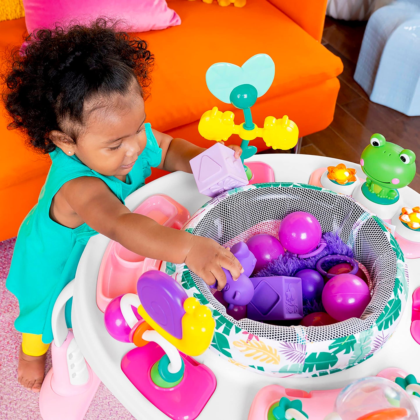 Bright Starts Bounce Bounce Baby 2-in-1 Activity Jumper & Table - Playful Palms