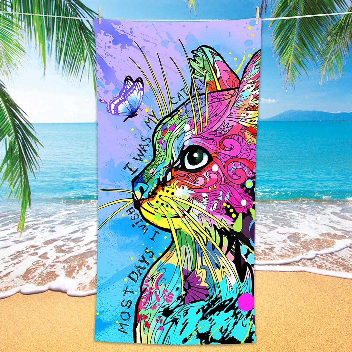 Bonsai Tree Cat Gifts Beach Towel for Women Girls, Cute Microfiber Bath Towel Gifts, Funny Sand Free Quick Dry Travel Towels for Women Kids Yoga Sports 30" X 60