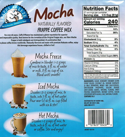 DaVinci Gourmet Frappe Freeze Frappe Coffee Mix, Mocha, 3 Lb Bag, 27 Servings