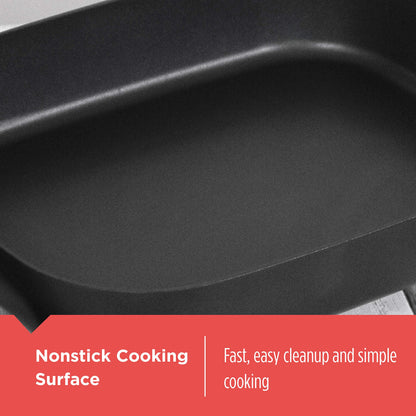 BLACK+DECKER Electric Skillet, Variable Temperature Control, Nonstick Cooking Surface, Dishwasher Safe, Tempered Glass Lid, 12"x15"