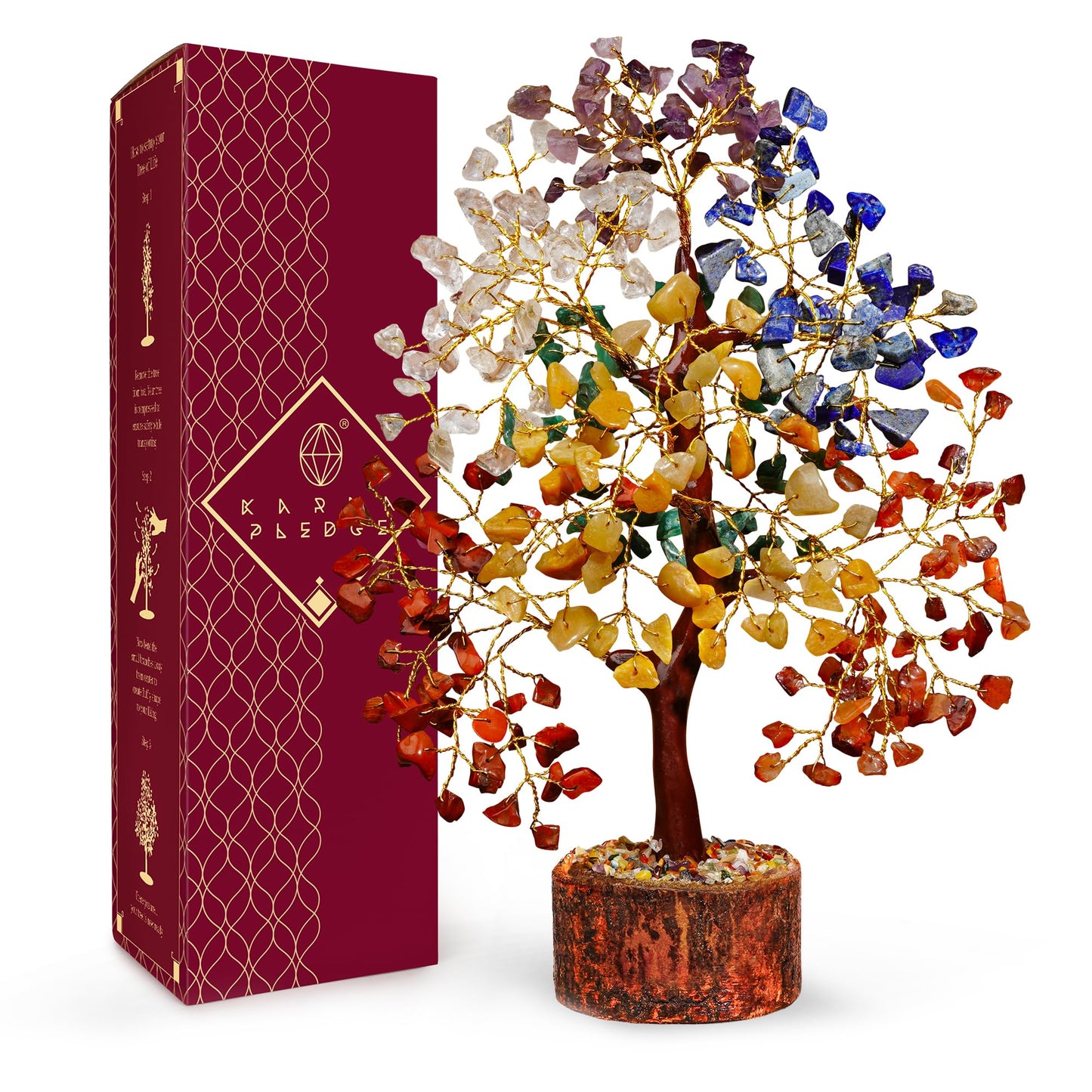 Crystal Tree of Life 7 Chakra Healing Crystal Trees for Home Decor, Office Desk Decor, Boho Decor, Handmade Bonsai Trees for Positive Energy, Money, Good Luck Birthday Gifts for Women, Mom