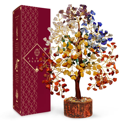 Crystal Tree of Life 7 Chakra Healing Crystal Trees for Home Decor, Office Desk Decor, Boho Decor, Handmade Bonsai Trees for Positive Energy, Money, Good Luck Birthday Gifts for Women, Mom