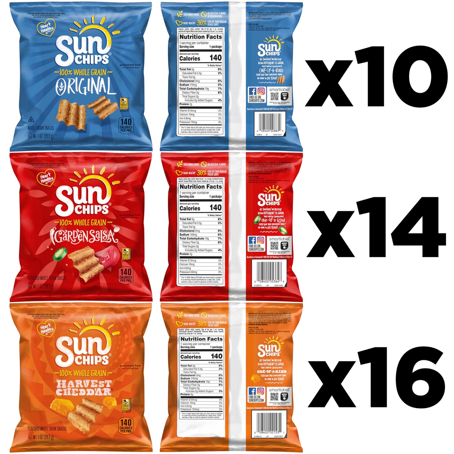 Sunchips Multigrain Chips Variety Pack, 40 Count