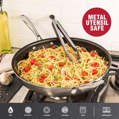 Granitestone 14 Inch Pan for Cooking, Family Sized Large Non Stick Frying Pans Nonstick Frying Pan Skillet for Eggs, Omelette, with Helper Handle, PFOA PFOS Free Oven & Dishwasher Safe