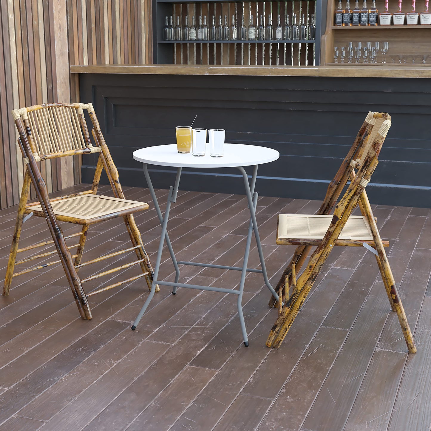 Flash Furniture Elon 2' Round All-Occasion Plastic Folding Event Table, Foldable Portable Banquet Table for Indoor/Outdoor Events, White