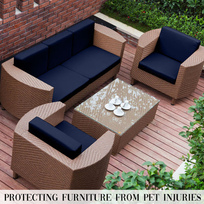 SUKAIKEQA 14Pcs Patio Cushion Covers Waterproof, Cushion Covers, Stretch Couch Covers, Patio Couch Slipcovers, Patio Cushion Covers Replacement, Outdoor Chair Cushion Covers (Navy Blue)