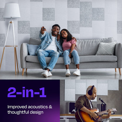 Ekkogo Acoustic Panels 12-Pack Soundproof Wall Panels 12"X12"X0.4" Sound Panels High Density Sound Dampening Panels - [White Square]