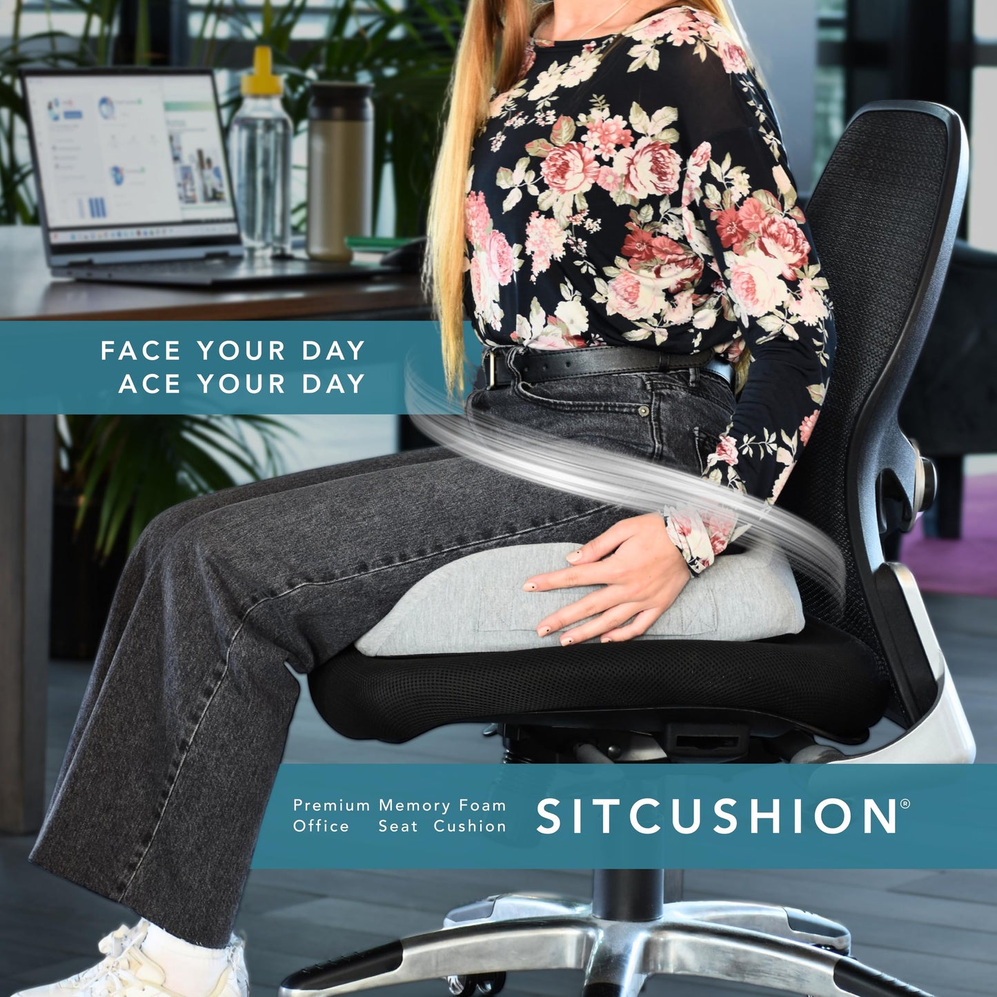 X Large Seat Cushions for Office Chairs - Pressure Relief Seat Cushion for Tailbone Pain, Back Pain, Coccyx & Sciatica Pain Relief Pillow - Office Chair Cushion + Extra Cover(Gray)