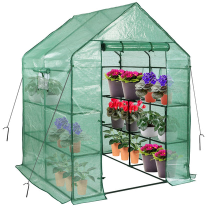 SV SCOOL VALUE Greenhouses for Outdoors, PE Walk in Greenhouse with 2 Side Mesh Windows, Portable Green House with Anchors & Ropes Stands Up to Wind, 56"x56"x78"Green