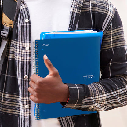 Five Star Spiral Notebook + Study App, 3 Subject, College Ruled Paper, 8-1/2" x 11", 150 Sheets, Fights Ink Bleed, Water Resistant Cover, Pacific Blue (73623)