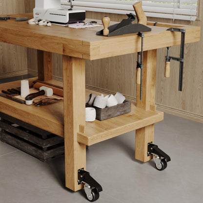 DOZAWA Workbench Casters Kit, 600 Lbs Retractable Casters Set of 4 Heavy Duty, 2.5" Side Mount Caster Wheels, Stepdown Castor Wheel for Workbenches, Machinery and Tables