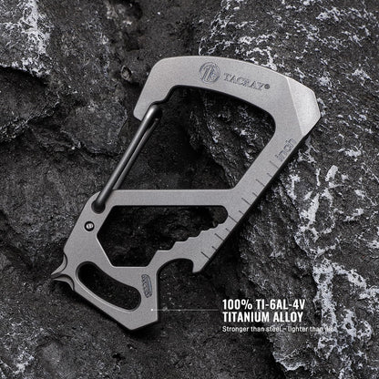 TACRAY Titanium Carabiner Keychain Clip, Anti-Lost Key Holder, Quick Released Backpack Clasps/Hook with Multitools of Bottle Opener and Mini Ruler for EDC