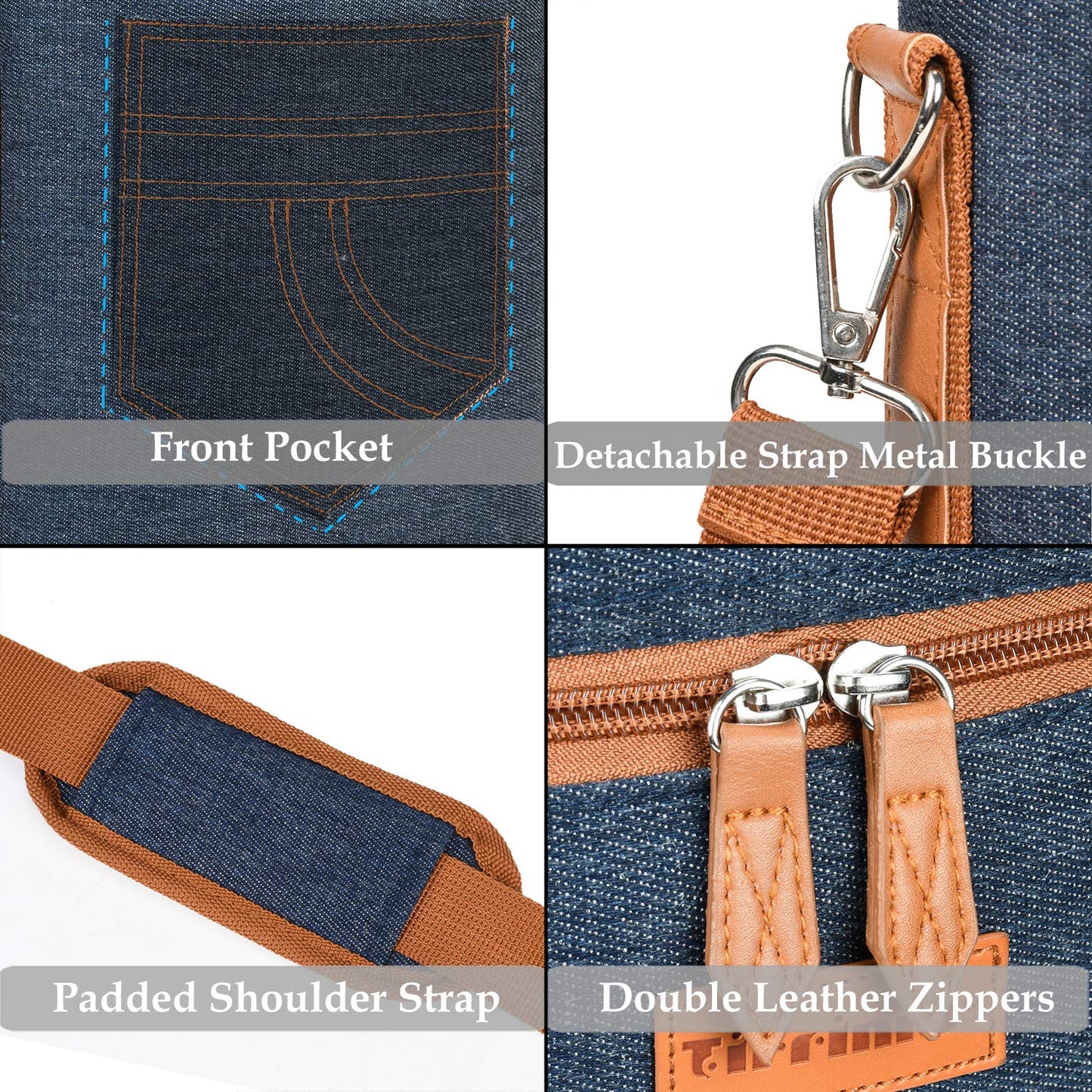 Tirrinia 2 Bottle Wine Gift Tote Carrier - Leakproof & Insulated Padded Versatile Wine Cooler Bag for Travel, BYOB Restaurant, Wine Tasting, Party, Dinner, Gift for Wine Lovers, Dark Blue