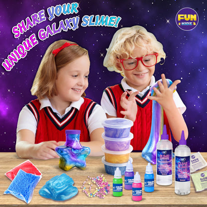 Toy Galaxy Slime Kit for Boys Girls 10-12, FunKidz Ultimate Metallic Slime Making Kit for Kids Ages 8-10 D.I.Y. Glow, Galactic, Fun Slime Gifts
