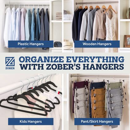 Zober Pants Hangers Non Slip - 20 Pack Open Ended Pants and Jean Hangers for Closet - Space Saving Clothes Hanger - Strong, Durable, Metal Pant Hangers (Black)