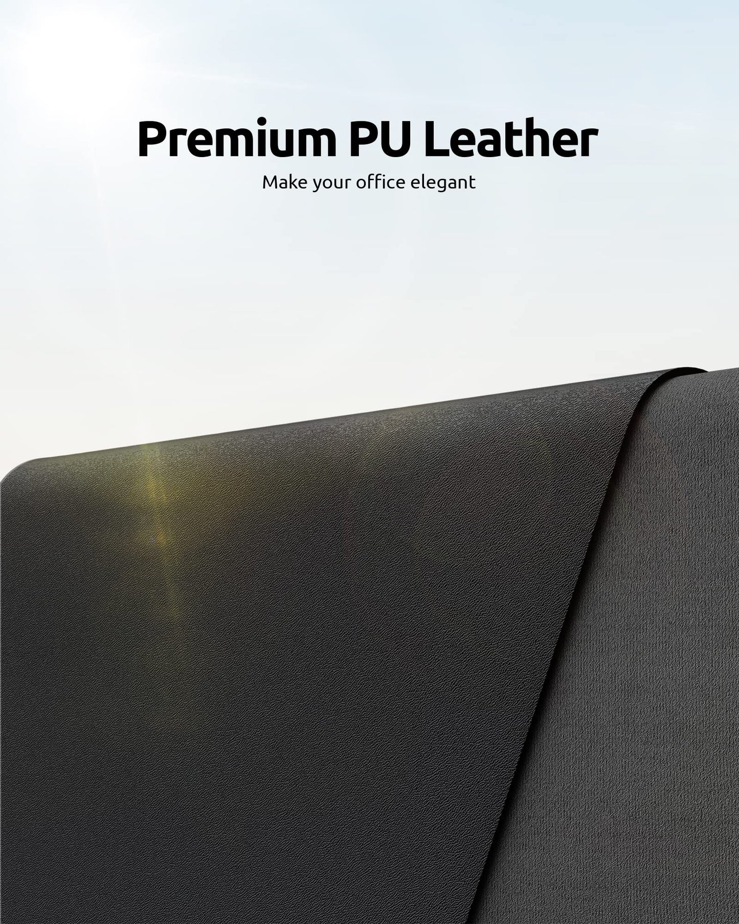 YSAGi Leather Desk Pad Protector, Office Desk Mat, Large Mouse Pad, Non-Slip PU Leather Desk Blotter, Laptop Desk Pad, Waterproof Desk Writing Pad for Office and Home (Black, 23.6" x 13.8")