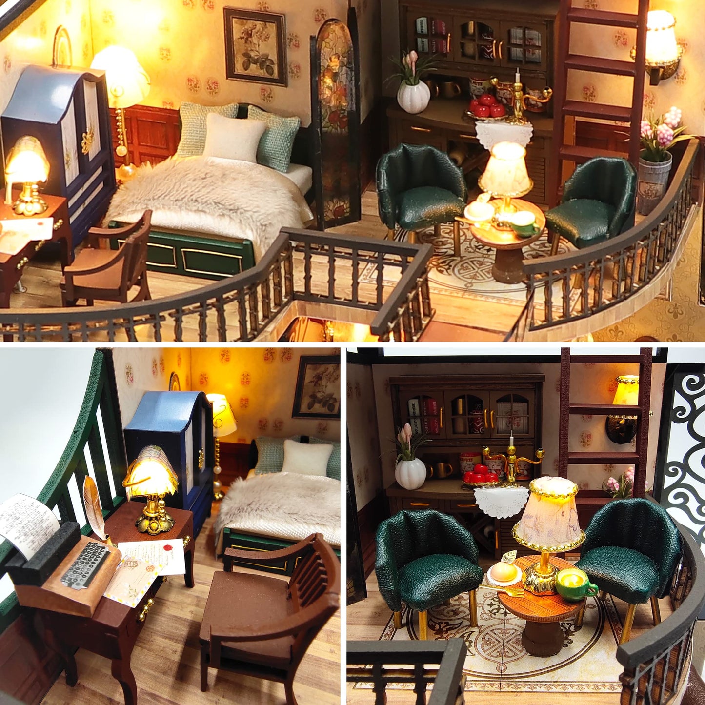 Spilay DIY Dollhouse Miniature with Furniture,DIY Wooden Crafts Doll House Mini Handmade Kit with Dust Proof Cover and Music Movement,1:24 Scale Creative Room Idea Gift for Adult Friend Lover (M2132)