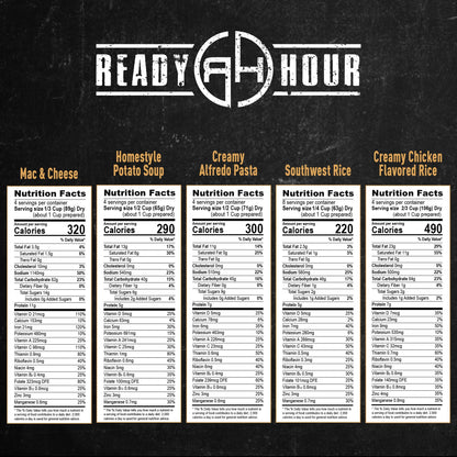 Ready Hour 120 Serving Entree Bucket-Freeze Dried Emergency Food Supply-Survival Meals with Long Shelf Life-Prepper Essentials for Disaster, Camping, Hiking, or Outdoor Use