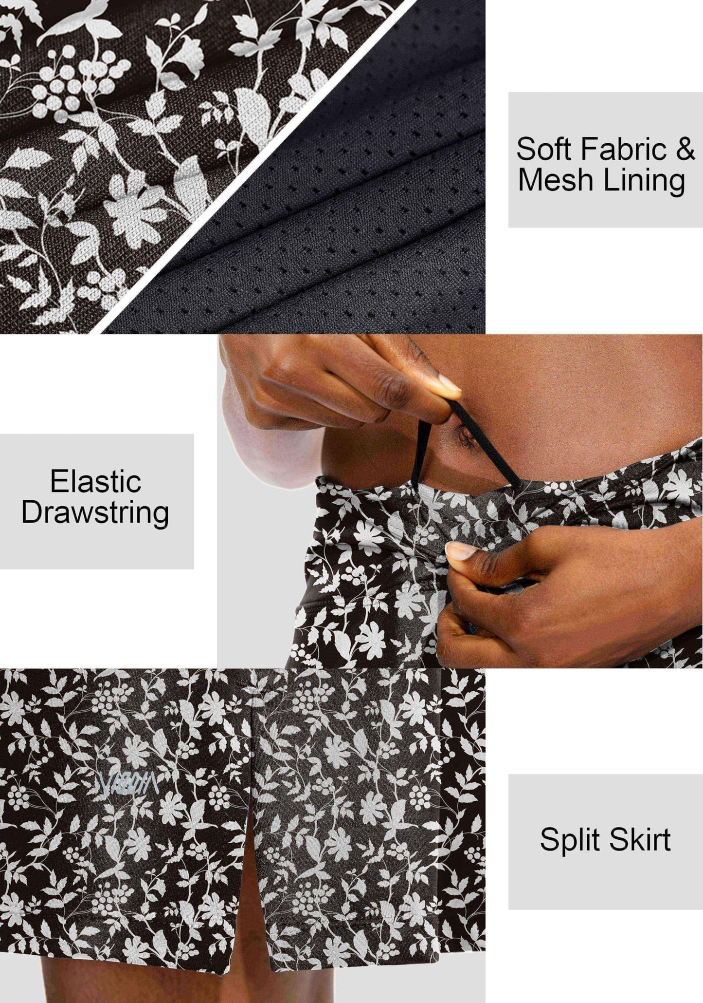 Viodia Women's 20" Knee Length Skorts Skirts Athletic Tennis Golf Skirt for Women Modest Sports Casual Summer Skirt with 5 Pockets