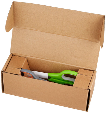 Amazon Basics Stainless Steel Scissors for Office, Crafts, Multipurpose, Sharp, Comfort Grip, PVD Coated, 2 Pack, Green and Grey