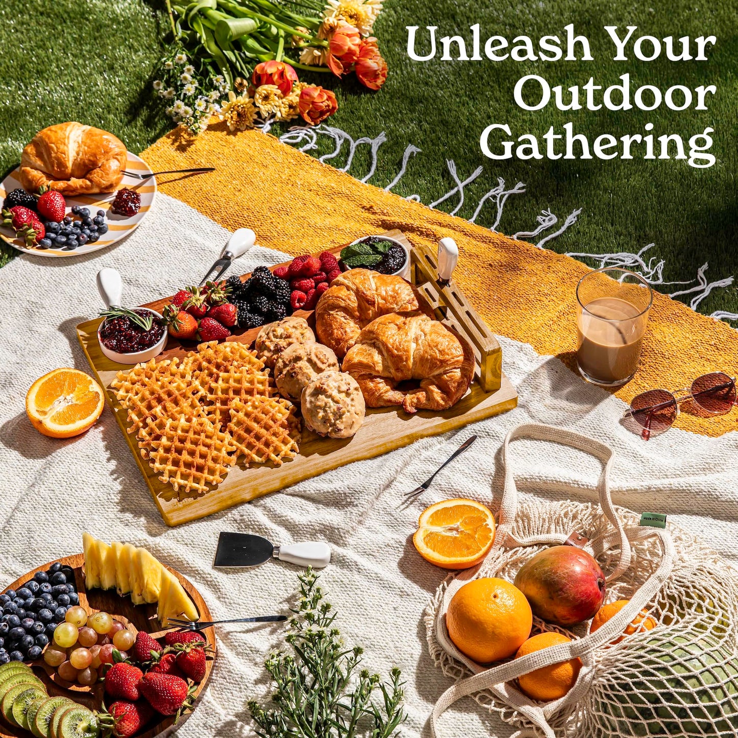 SMIRLY Charcuterie Boards Set, Large Cheese Board Set, Natural Bamboo Charcuterie Tray Cheese Platter with Accessories - Housewarming Gifts New Home, Wedding & Bridal Shower Gifts for Women, Couples