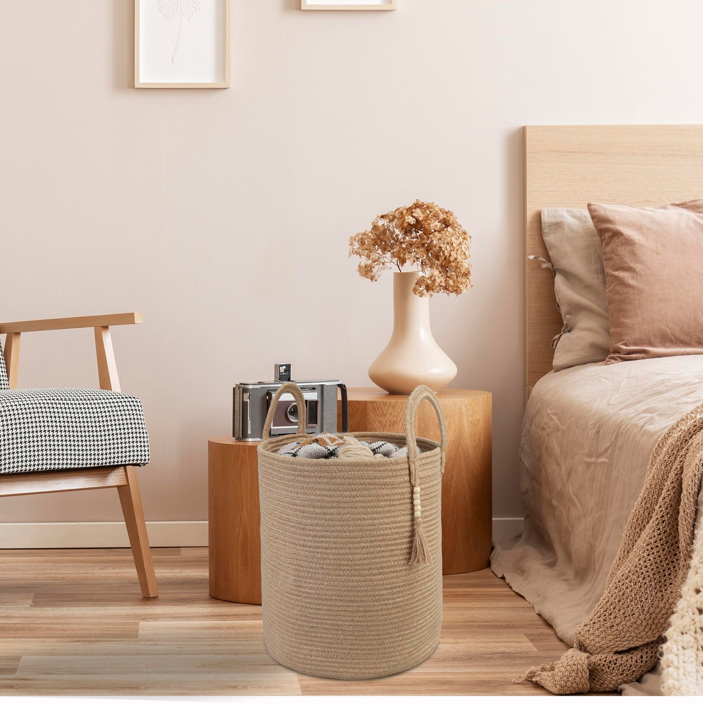 XUANGUO Rope Laundry Basket Laundry Hamper for Clothes Woven Storage Basket for Living Room Bedroom Boho Tall Rope Baskets for Blanket Toys Pillow Towels Baby Nursery Hamper Bin jute