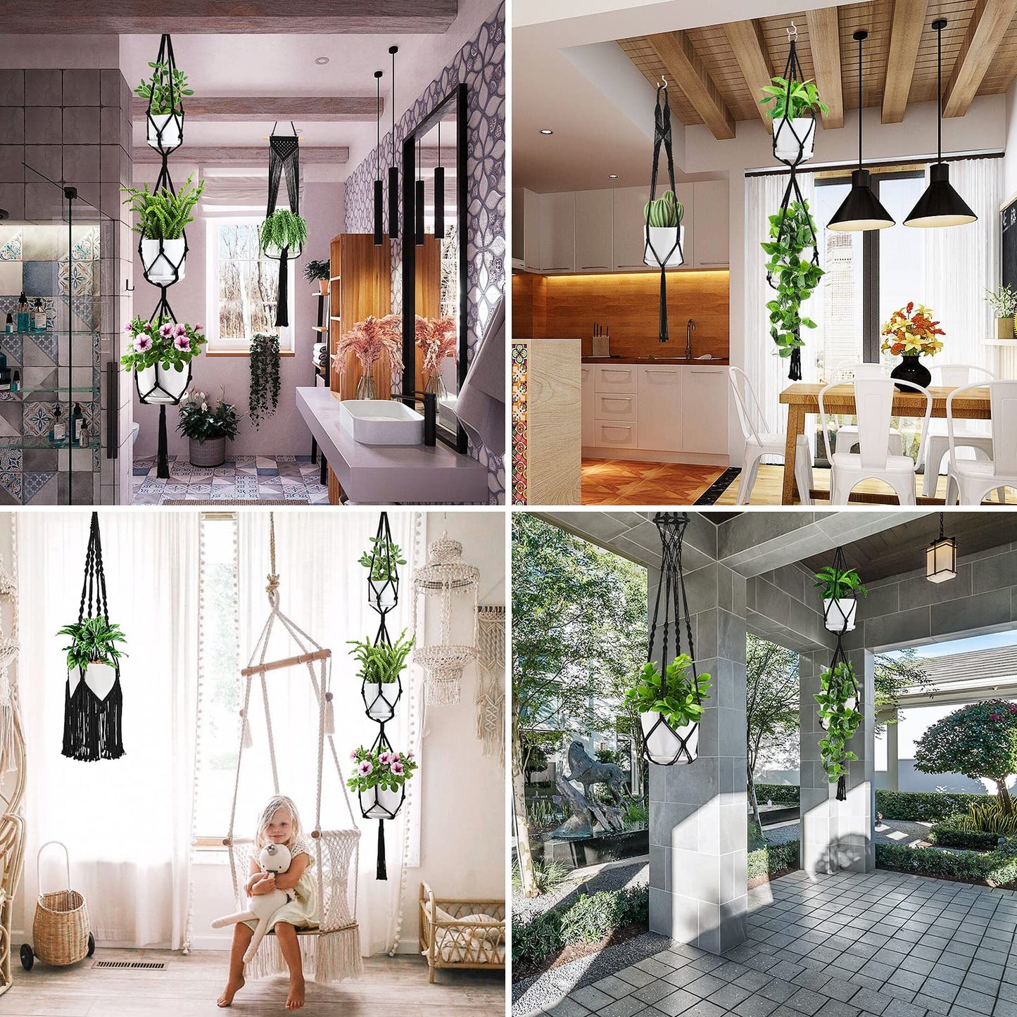 SFENNGPET Macrame Plant Hangers, 6Pack Hanging Planters for Indoor Plants w/ 6 Set Hangers Kit Handmade Macromay Plant Hangers Indoor Flower Pots Holder Stand for Boho Home Décor (POTS NOT Included)