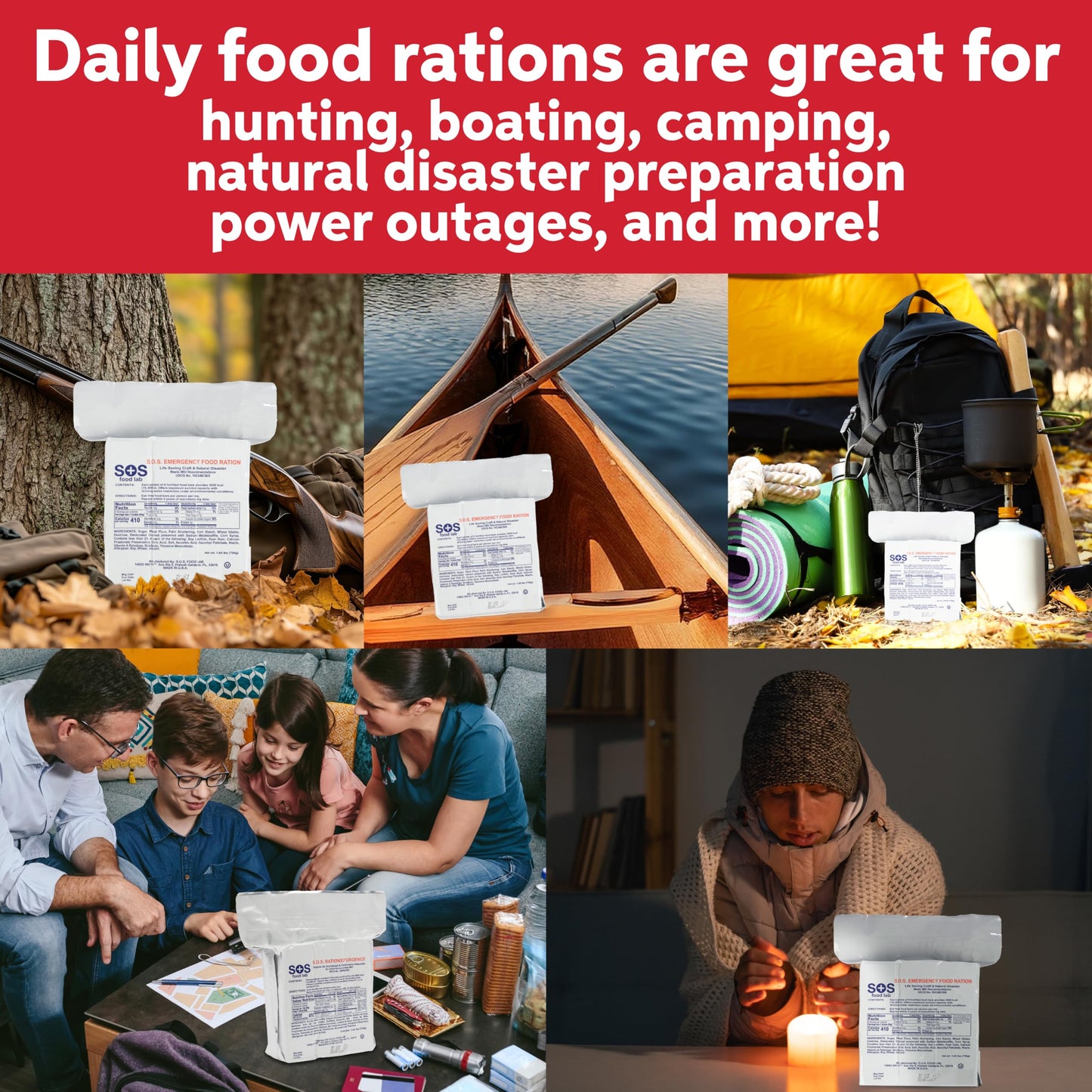 S.O.S. Rations Emergency 3600 Calorie Food Bar - 3 Day / 72 Hour Package with 5 Year Shelf Life- 5 Packs