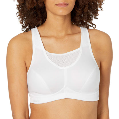 Full Figure Plus Size No-Bounce Camisole Sports Bra Wirefree #1066 White
