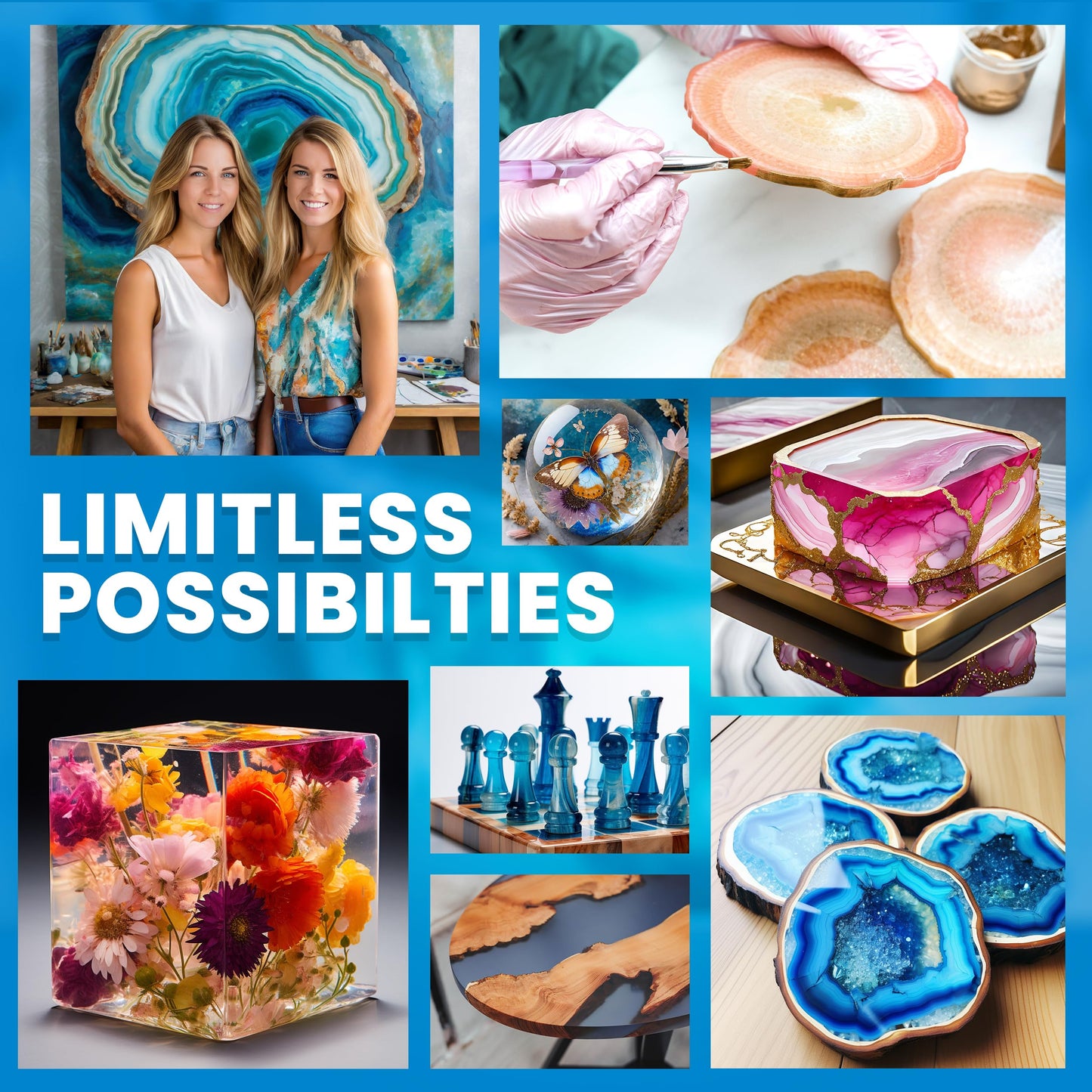 Epoxy Resin Art Resin Crystal Clear Formula- The Artist's Resin for Coating, Casting, Resin Art, Geodes, Tabletop, Bar Top, Live Edge Tables, River Tables- Non-Toxic -1 Gallon Kit