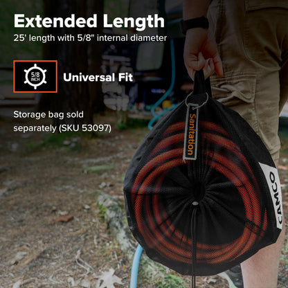 Camco Rhino 25Ft Clean-Out Camper & RV Black Water Hose - Features a Heavy-Duty PVC Design & Bright Orange Color - Clean-Out Camper Black Water, Grey Water or Tote Tanks - 5/8” Inside Diameter (22990)