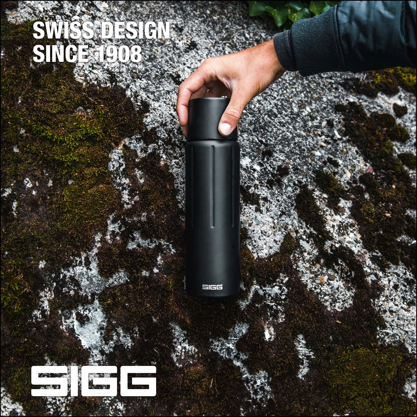 SIGG - Obsidian Insulated Water Bottle - Thermo Flask Gemstone with Cup - Leakproof - Lightweight - BPA Free - 18/8 Stainless Steel - 25 Oz