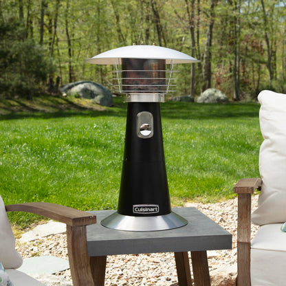 Cuisinart Portable Tabletop Patio Heater, 11,000 BTU Outdoor Propane Heater with Safety Tilt Switch and Adjustable Heat, Burner Screen Guard, 30 sq. Foot Heat Range, Black