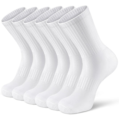 Airacker Athletic Socks Sport Running Calf Socks Performance Cushioned Breathable Crew Socks for Men Women(6 Pairs)