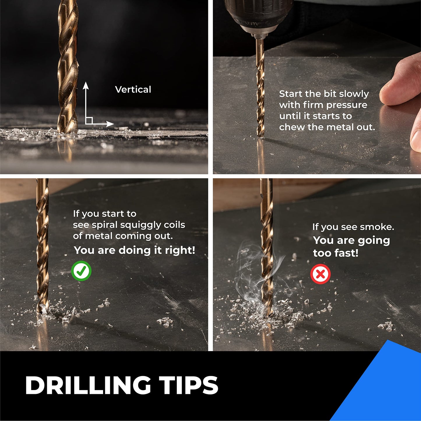 AMOOLO Cobalt Drill Bit Set 23Pcs (1/16"-3/8"), M35 High Speed Steel Metal Drill Bits Jobber Length for Hardened Metal, Stainless Steel, Cast Iron, Plastic and Wood
