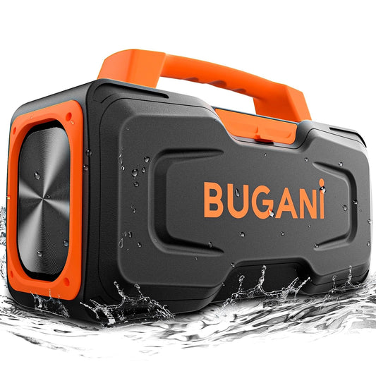BUGANI Bluetooth Speaker - 80W Portable Wireless Speaker IPX7 Waterproof, 24H Playtime, Mic & AUX USB, Perfect for Parties & Pool