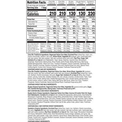 Classic Mix Snack Variety Pack, Bugles Original and Nacho Cheese, Gardetto's Original Recipe, Chex Mix Traditional and Cheddar, 20 Ct, 28 oz