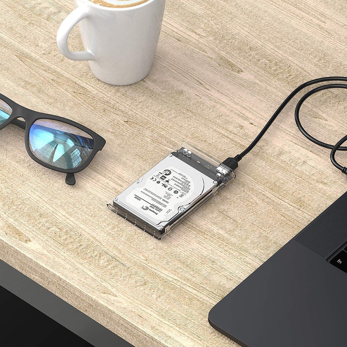 SABRENT 2.5 Inch SATA to USB 3.0 Tool Free Clear External Hard Drive Enclosure [Optimized for SSD, Supports UASP SATA III] (EC-OCUB)