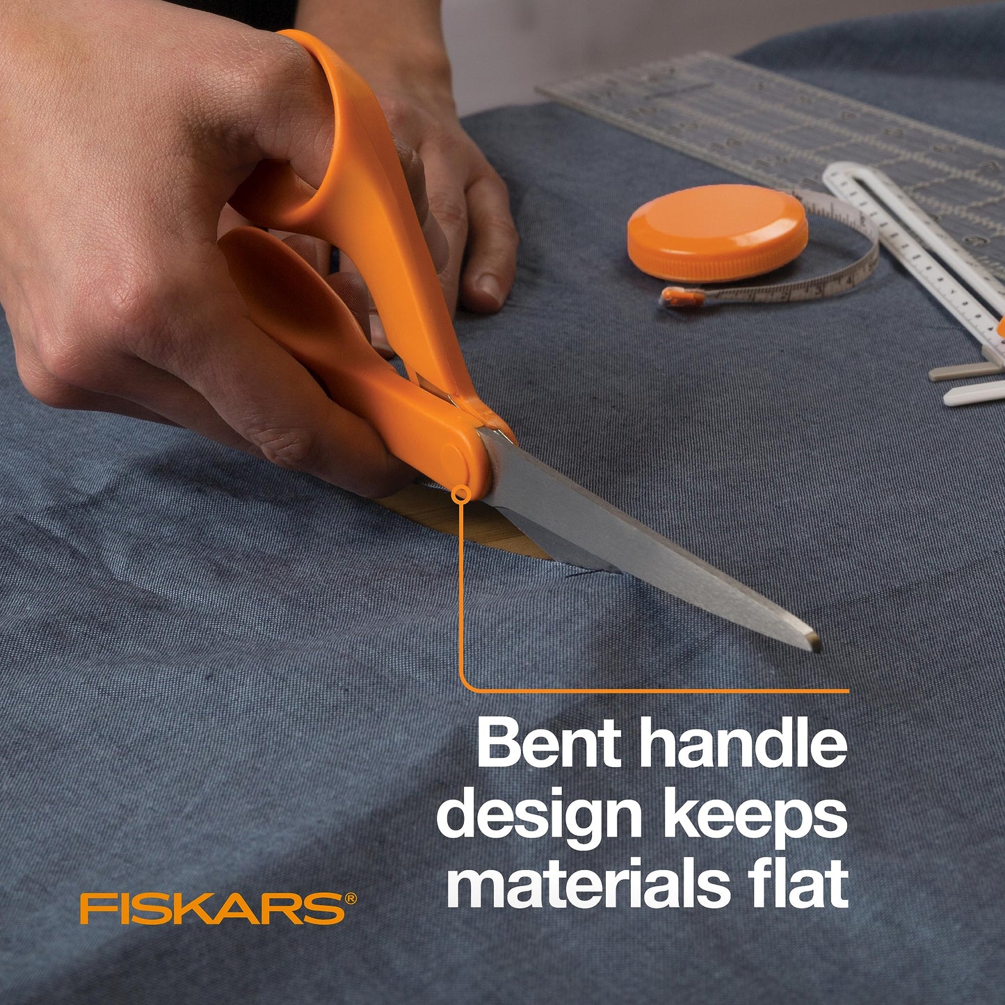 Fiskars 8" Original Orange-Handled Stainless Steel Scissors, Ergonomic and Keeps Material Flat, Sharp All-Purpose Paper and Fabric Scissors for Office, Arts, and Crafts