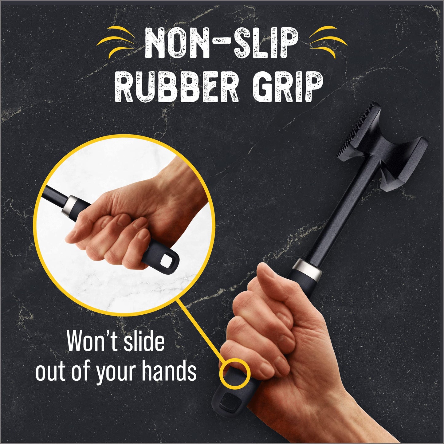 ﻿﻿Checkered Chef Meat Tenderizer Tool - Dishwasher Safe Metal Kitchen Mallet for Tenderizing Chicken, Beef, Pork & Nuts with Non-Slip Grip