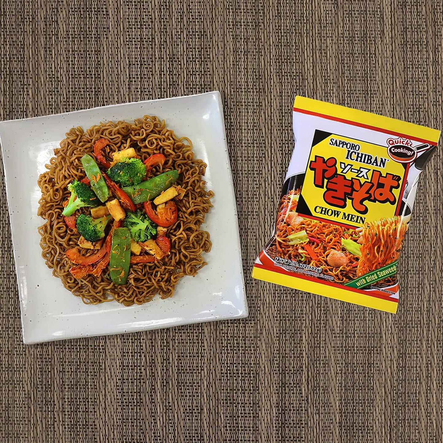 [SAPPORO ICHIBAN] Yakisoba, No.1 Tasting Instant Japanese Fried Noodles, Delicious Chow Mein (3.6 Oz. x 24 packs) | 24 Pack Case