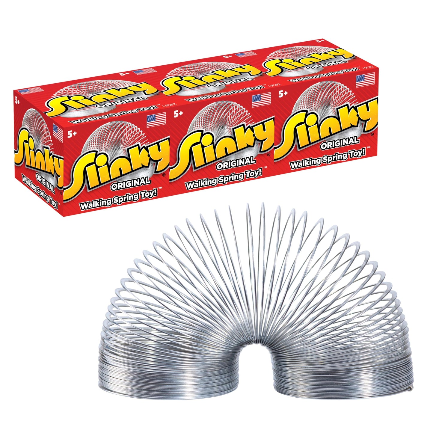 The Original Slinky Walking Spring Toy, 3-Pack Metal Slinky, Fidget Toys, Party Favors and Gifts, Kids Toys for Ages 5 Up, Amazon Exclusive by Just Play