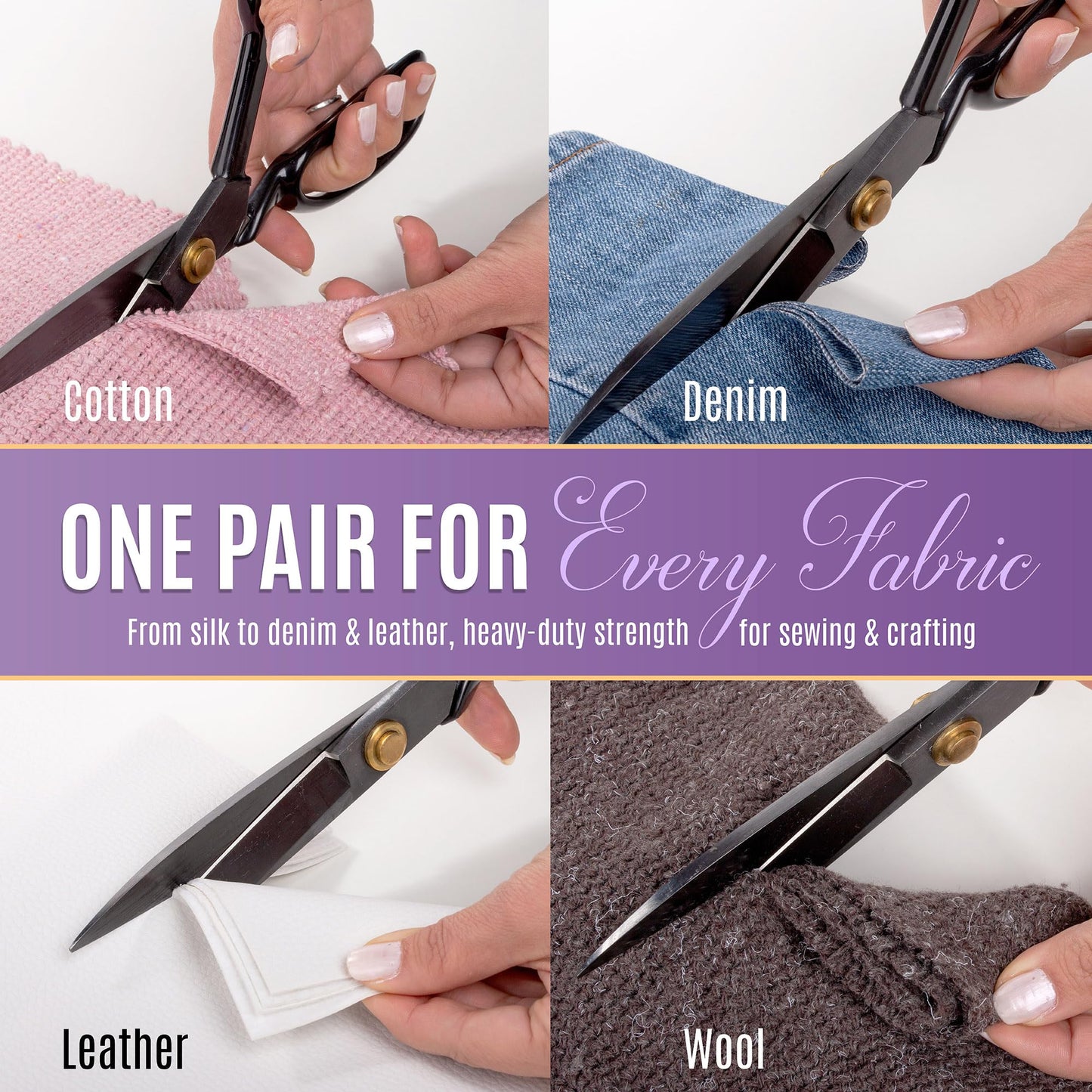 Professional 9 Inch Sewing Scissors for Fabric Cutting - Ultra Sharp, Heavy Duty Fabric Shears for Smooth, Precise Cuts on All Fabrics and Leather, for Tailors, Dressmakers, Crafters, and Artists